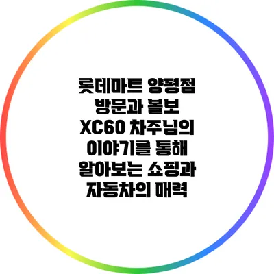 롯데마트 양평점 방문과 볼보 XC60 차주님의 이야기를 통해 알아보는 쇼핑과 자동차의 매력