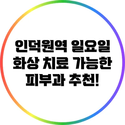 인덕원역 일요일 화상 치료 가능한 피부과 추천!