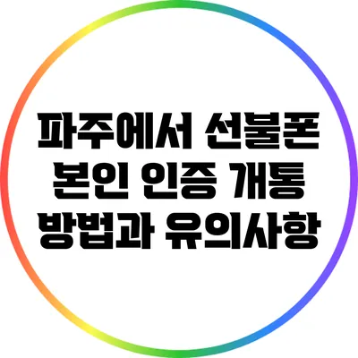 파주에서 선불폰 본인 인증 개통 방법과 유의사항