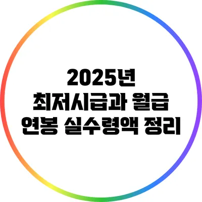 2025년 최저시급과 월급 연봉 실수령액 정리