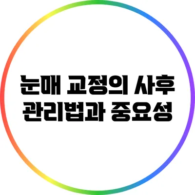 눈매 교정의 사후 관리법과 중요성