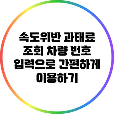속도위반 과태료 조회: 차량 번호 입력으로 간편하게 이용하기