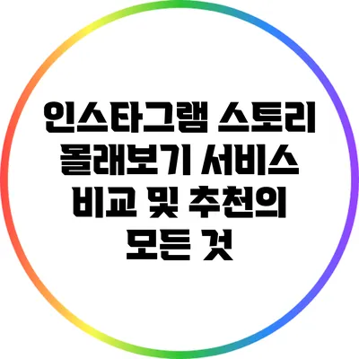 인스타그램 스토리 몰래보기 서비스 비교 및 추천의 모든 것