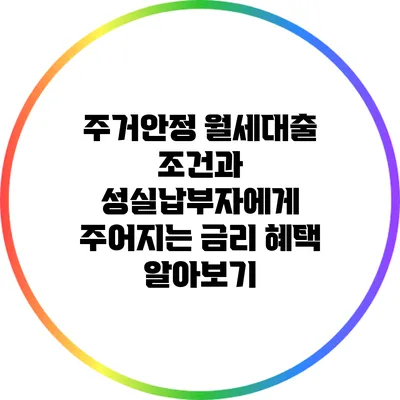 주거안정 월세대출 조건과 성실납부자에게 주어지는 금리 혜택 알아보기