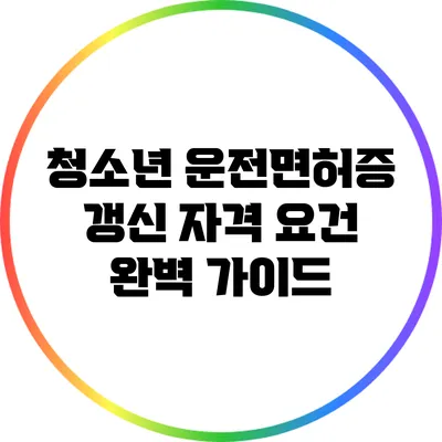 청소년 운전면허증 갱신 자격 요건 완벽 가이드