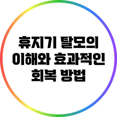 휴지기 탈모의 이해와 효과적인 회복 방법
