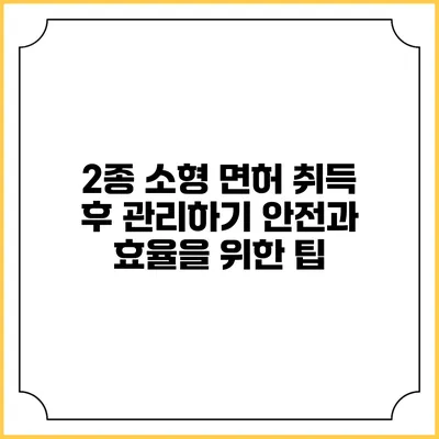 2종 소형 면허 취득 후 관리하기: 안전과 효율을 위한 팁
