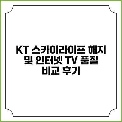 KT 스카이라이프 해지 및 인터넷 TV 품질 비교 후기
