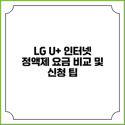 LG U+ 인터넷 정액제 요금 비교 및 신청 팁