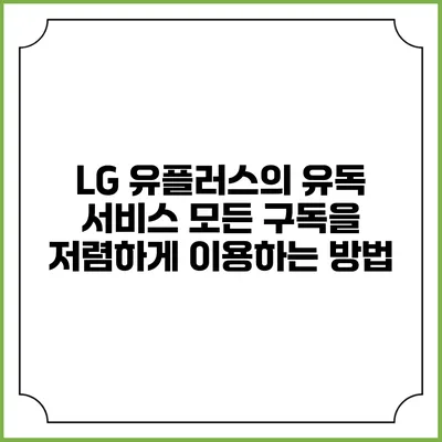 LG 유플러스의 유독 서비스: 모든 구독을 저렴하게 이용하는 방법