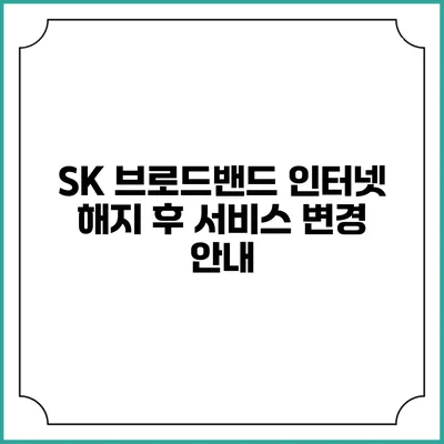 SK 브로드밴드 인터넷 해지 후 서비스 변경 안내