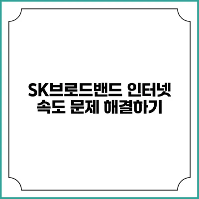 SK브로드밴드 인터넷 속도 문제 해결하기