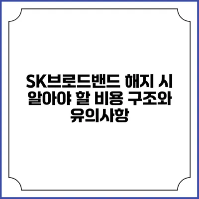 SK브로드밴드 해지 시 알아야 할 비용 구조와 유의사항