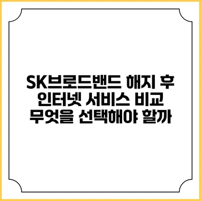 SK브로드밴드 해지 후 인터넷 서비스 비교: 무엇을 선택해야 할까?