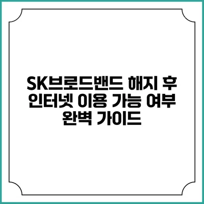 SK브로드밴드 해지 후 인터넷 이용 가능 여부 완벽 가이드