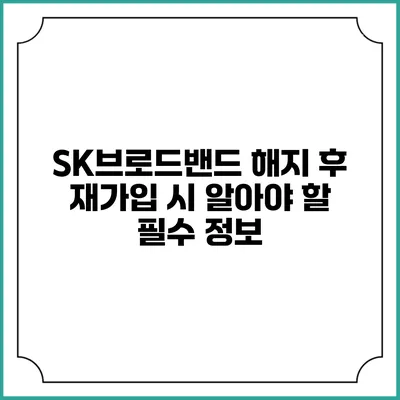 SK브로드밴드 해지 후 재가입 시 알아야 할 필수 정보