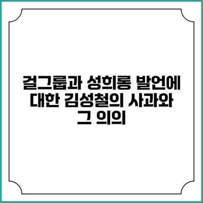 걸그룹과 성희롱 발언에 대한 김성철의 사과와 그 의의