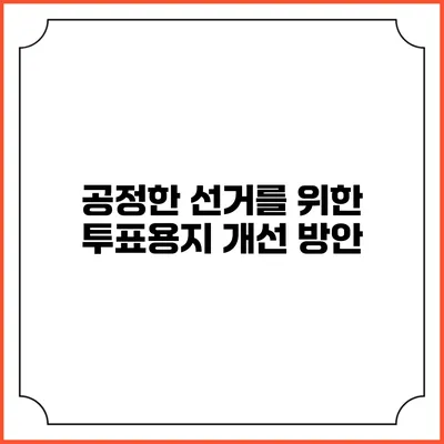 공정한 선거를 위한 투표용지 개선 방안