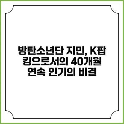 방탄소년단 지민, K팝 킹으로서의 40개월 연속 인기의 비결