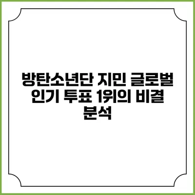 방탄소년단 지민: 글로벌 인기 투표 1위의 비결 분석