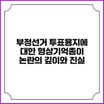 부정선거 투표용지에 대한 형상기억종이 논란의 깊이와 진실