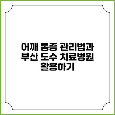 어깨 통증 관리법과 부산 도수 치료병원 활용하기