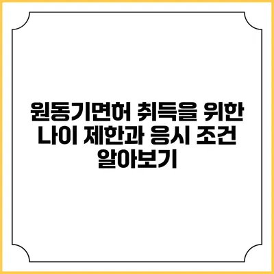 원동기면허 취득을 위한 나이 제한과 응시 조건 알아보기