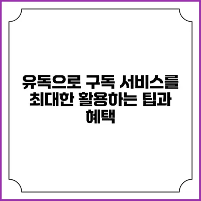 유독으로 구독 서비스를 최대한 활용하는 팁과 혜택