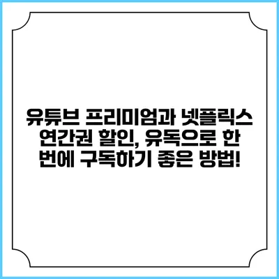 유튜브 프리미엄과 넷플릭스 연간권 할인, 유독으로 한 번에 구독하기 좋은 방법!