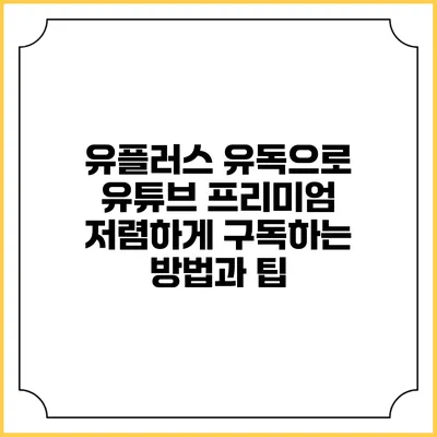 유플러스 유독으로 유튜브 프리미엄 저렴하게 구독하는 방법과 팁