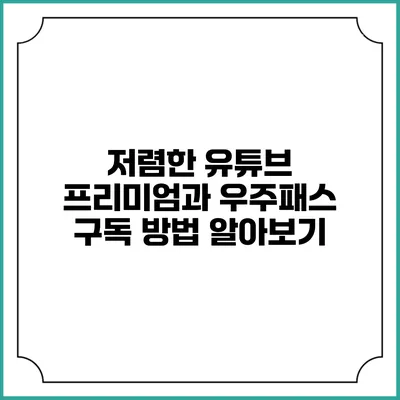 저렴한 유튜브 프리미엄과 우주패스 구독 방법 알아보기