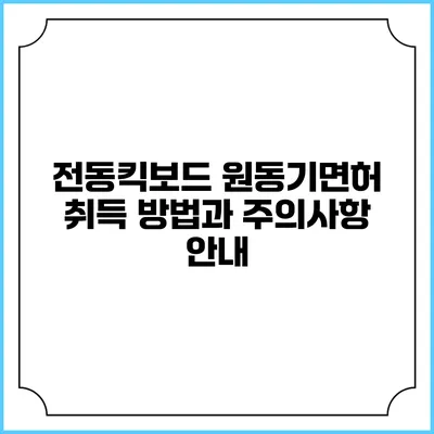 전동킥보드 원동기면허 취득 방법과 주의사항 안내