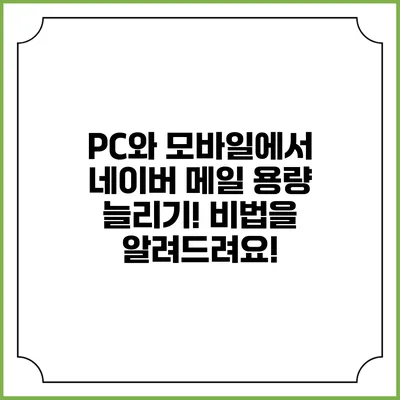 PC와 모바일에서 네이버 메일 용량 늘리기! 비법을 알려드려요!