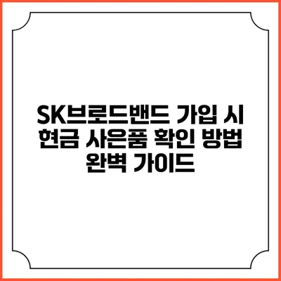 SK브로드밴드 가입 시 현금 사은품 확인 방법 완벽 가이드
