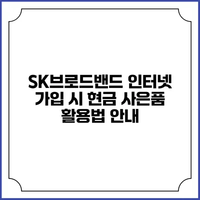 SK브로드밴드 인터넷 가입 시 현금 사은품 활용법 안내