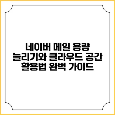 네이버 메일 용량 늘리기와 클라우드 공간 활용법 완벽 가이드