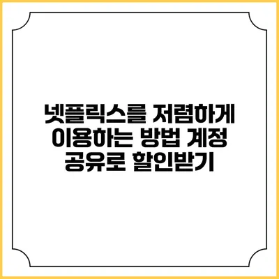 넷플릭스를 저렴하게 이용하는 방법: 계정 공유로 할인받기