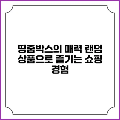 띵줍박스의 매력: 랜덤 상품으로 즐기는 쇼핑 경험