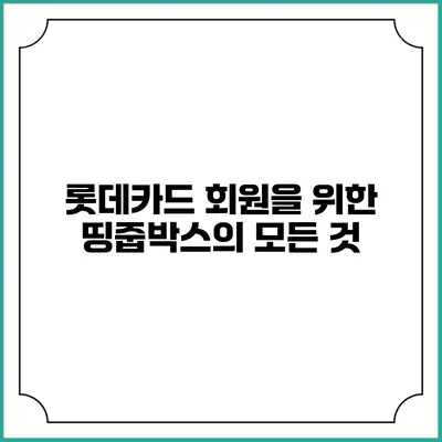 롯데카드 회원을 위한 띵줍박스의 모든 것