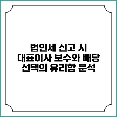 법인세 신고 시 대표이사 보수와 배당 선택의 유리함 분석
