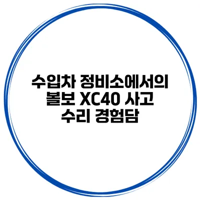 수입차 정비소에서의 볼보 XC40 사고 수리 경험담