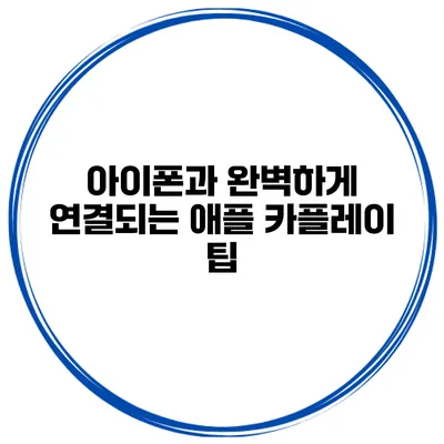 아이폰과 완벽하게 연결되는 애플 카플레이 팁