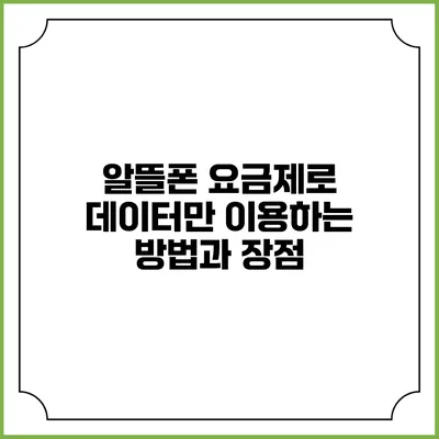 알뜰폰 요금제로 데이터만 이용하는 방법과 장점