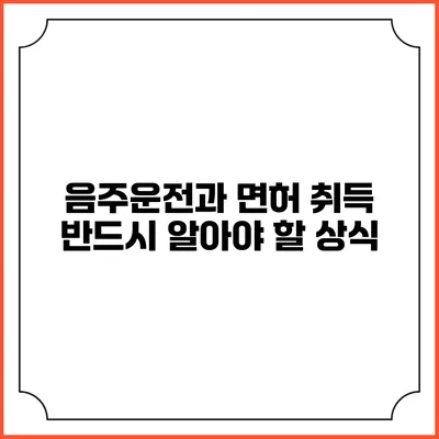 음주운전과 면허 취득: 반드시 알아야 할 상식