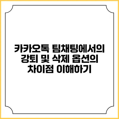 카카오톡 팀채팅에서의 강퇴 및 삭제 옵션의 차이점 이해하기