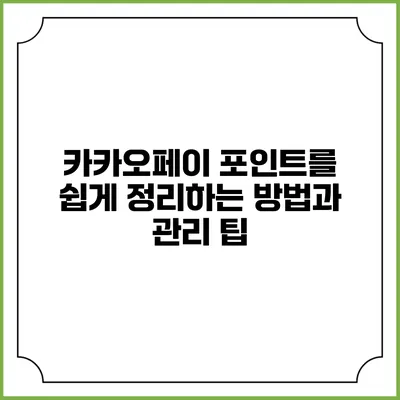 카카오페이 포인트를 쉽게 정리하는 방법과 관리 팁