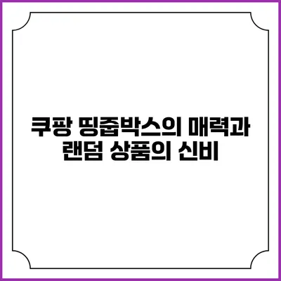 쿠팡 띵줍박스의 매력과 랜덤 상품의 신비