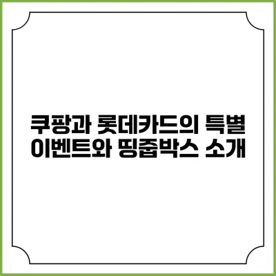 쿠팡과 롯데카드의 특별 이벤트와 띵줍박스 소개