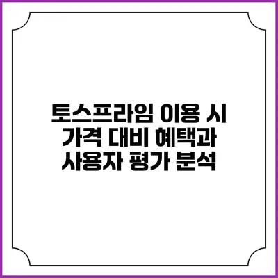 토스프라임 이용 시 가격 대비 혜택과 사용자 평가 분석