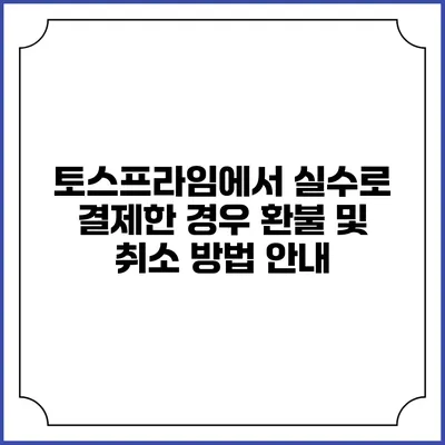 토스프라임에서 실수로 결제한 경우 환불 및 취소 방법 안내